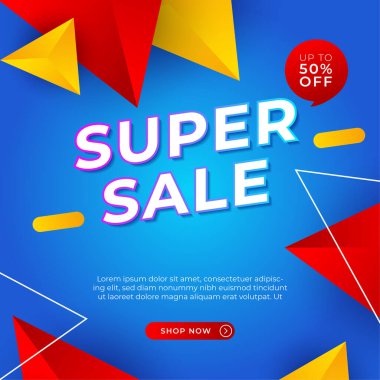 Vector Illustration Promotion Big Super Sale Banner. Discount Design For Newsletter, Poster, Social Media Template, Ads, Black Friday, Special Offer, Summer Sale, Spring Sale, Online Shopping, And Web