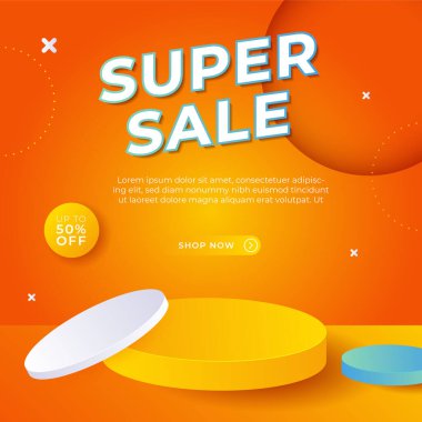 Vector Illustration Promotion Big Super Sale Banner. Discount Design For Newsletter, Poster, Social Media Template, Ads, Black Friday, Special Offer, Summer Sale, Spring Sale, Online Shopping, And Web