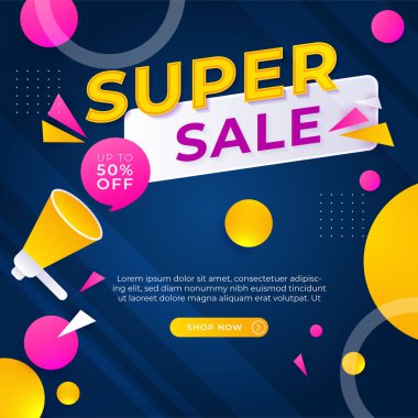 Vector Illustration Promotion Big Super Sale Banner. Discount Design For Newsletter, Poster, Social Media Template, Ads, Black Friday, Special Offer, Summer Sale, Spring Sale, Online Shopping, And Web