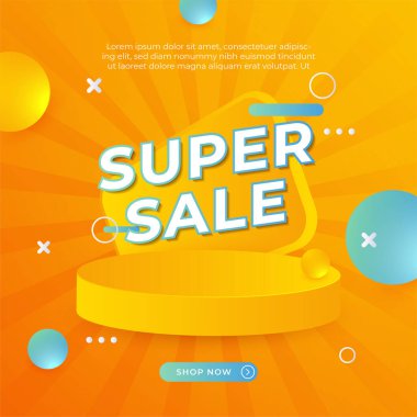 Vector Illustration Promotion Big Super Sale Banner. Discount Design For Newsletter, Poster, Social Media Template, Ads, Black Friday, Special Offer, Summer Sale, Spring Sale, Online Shopping, And Web