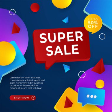 Vector Illustration Promotion Big Super Sale Banner. Discount Design For Newsletter, Poster, Social Media Template, Ads, Black Friday, Special Offer, Summer Sale, Spring Sale, Online Shopping, And Web