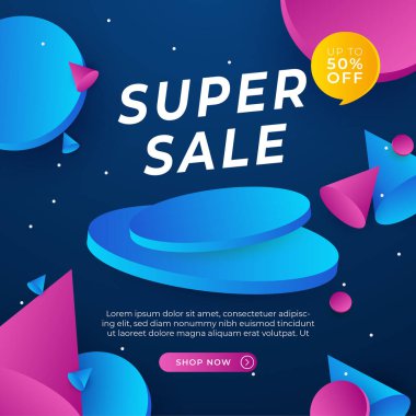 Vector Illustration Promotion Big Super Sale Banner. Discount Design For Newsletter, Poster, Social Media Template, Ads, Black Friday, Special Offer, Summer Sale, Spring Sale, Online Shopping, And Web