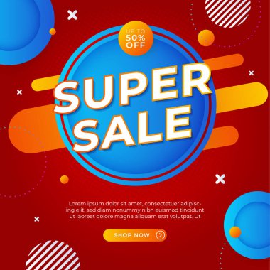 Vector Illustration Promotion Big Super Sale Banner. Discount Design For Newsletter, Poster, Social Media Template, Ads, Black Friday, Special Offer, Summer Sale, Spring Sale, Online Shopping, And Web