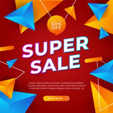 Vector Illustration Promotion Big Super Sale Banner. Discount Design For Newsletter, Poster, Social Media Template, Ads, Black Friday, Special Offer, Summer Sale, Spring Sale, Online Shopping, And Web