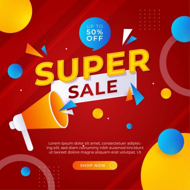 Vector Illustration Promotion Big Super Sale Banner. Discount Design For Newsletter, Poster, Social Media Template, Ads, Black Friday, Special Offer, Summer Sale, Spring Sale, Online Shopping, And Web