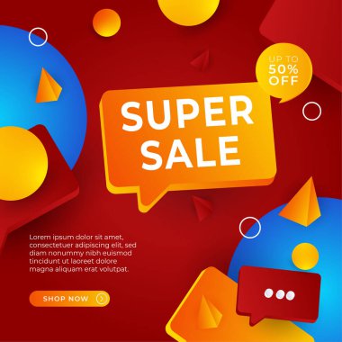 Vector Illustration Promotion Big Super Sale Banner. Discount Design For Newsletter, Poster, Social Media Template, Ads, Black Friday, Special Offer, Summer Sale, Spring Sale, Online Shopping, And Web