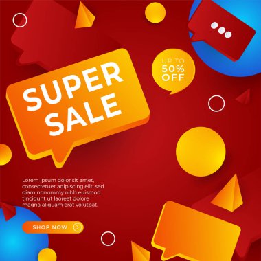 Vector Illustration Promotion Big Super Sale Banner. Discount Design For Newsletter, Poster, Social Media Template, Ads, Black Friday, Special Offer, Summer Sale, Spring Sale, Online Shopping, And Web