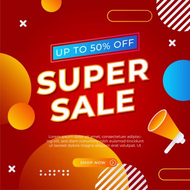 Vector Illustration Promotion Big Super Sale Banner. Discount Design For Newsletter, Poster, Social Media Template, Ads, Black Friday, Special Offer, Summer Sale, Spring Sale, Online Shopping, And Web