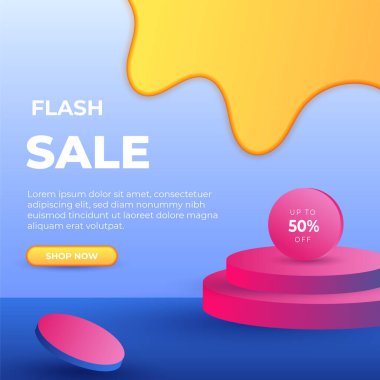 Vector Illustration Promosyon Büyük Süper Satış Sancağı. Newsletter, Poster ve Web için İndirim Tasarımı.