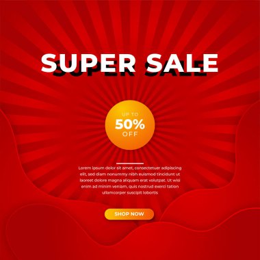 Vector Illustration Promotion Big Super Sale Banner. Discount Design For Newsletter, Poster, Social Media Template, Ads, Black Friday, Special Offer, Summer Sale, Spring Sale, Online Shopping, And Web