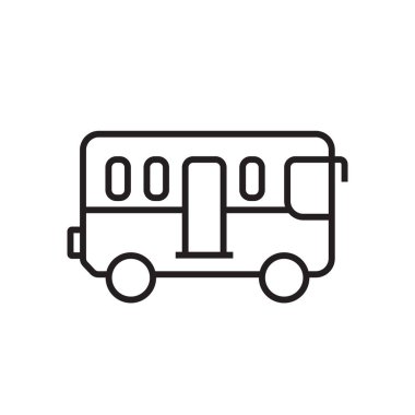 Bus Transportation icon people icons with black outline style. Vehicle, symbol, transport, line, outline, auto, station, travel, automobile, editable, pictogram, isolated, flat. Vector illustration