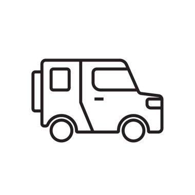 Jeep Transportation icon people icons with black outline style. Vehicle, symbol, transport, line, outline, station, travel, automobile, editable, pictogram, isolated, flat. Vector illustration