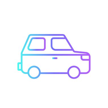 Car Transportation icon with blue gradient outline style. Vehicle, symbol, transport, line, outline, station, travel, automobile, editable, pictogram, isolated, flat. Vector illustration