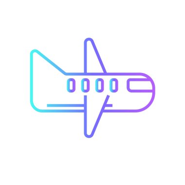 Plane Transportation icon with blue gradient outline style. Vehicle, symbol, transport, line, outline, station, travel, automobile, editable, pictogram, isolated, flat. Vector illustration