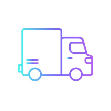 Truck Transportation icon with blue gradient outline style. Vehicle, symbol, transport, line, outline, station, travel, automobile, editable, pictogram, isolated, flat. Vector illustration