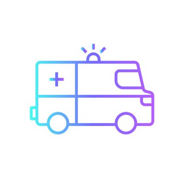 Ambulance Transportation icon with blue gradient outline style. Vehicle, symbol, transport, line, outline, station, travel, automobile, editable, pictogram, isolated, flat. Vector illustration