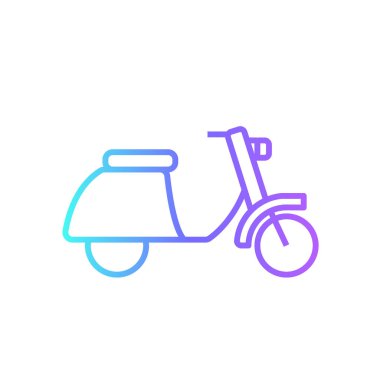 Vespa Transportation icon with blue gradient outline style. Vehicle, symbol, transport, line, outline, station, travel, automobile, editable, pictogram, isolated, flat. Vector illustration
