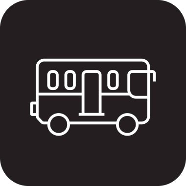 Bus Transportation icon with black filled line style. Vehicle, symbol, transport, line, outline, station, travel, automobile, editable, pictogram, isolated, flat. Vector illustration