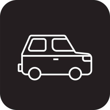 Car Transportation icon with black filled line style. Vehicle, symbol, transport, line, outline, station, travel, automobile, editable, pictogram, isolated, flat. Vector illustration
