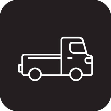 Pick Up Transportation icon with black filled line style. Vehicle, symbol, transport, line, outline, station, travel, automobile, editable, pictogram, isolated, flat. Vector illustration