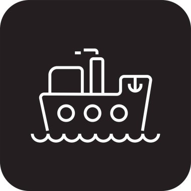 Ship Transportation icon with black filled line style. Vehicle, symbol, transport, line, outline, station, travel, automobile, editable, pictogram, isolated, flat. Vector illustration