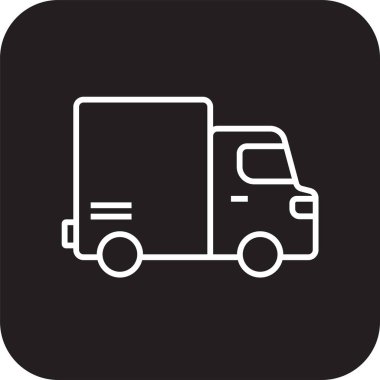Truck Transportation icon with black filled line style. Vehicle, symbol, transport, line, outline, station, travel, automobile, editable, pictogram, isolated, flat. Vector illustration