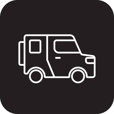 Jeep Transportation icon with black filled line style. Vehicle, symbol, transport, line, outline, station, travel, automobile, editable, pictogram, isolated, flat. Vector illustration