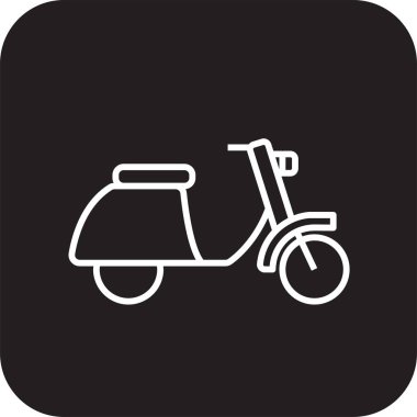 Vespa Transportation icon with black filled line style. Vehicle, symbol, transport, line, outline, station, travel, automobile, editable, pictogram, isolated, flat. Vector illustration