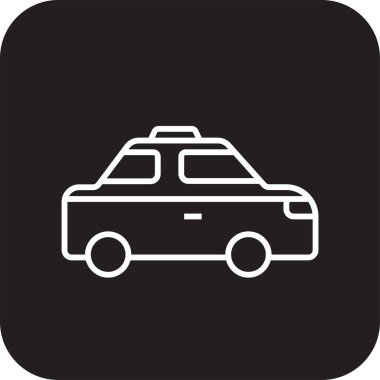 Taxi Transportation icon with black filled line style. Vehicle, symbol, transport, line, outline, station, travel, automobile, editable, pictogram, isolated, flat. Vector illustration