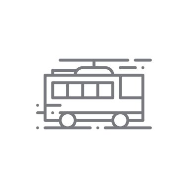 Trolleybus Transportation icon people icons with black outline style. Vehicle, symbol, transport, line, outline, travel, automobile, editable, pictogram, isolated, flat. Vector illustration