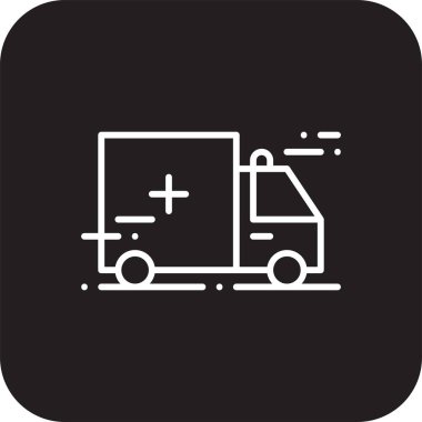 Ambulance Transportation icon with black filled line style. Vehicle, symbol, transport, line, outline, travel, automobile, editable, pictogram, isolated, flat. Vector illustration
