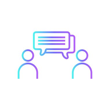Discuss Feedback icons with blue gradient outline style