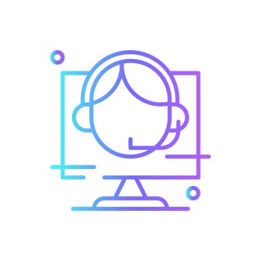 Online Help Feedback icons with blue gradient outline style