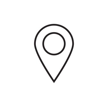 Pin point delivery service icon with black outline style. Related to order tracking, delivery home, warehouse, truck, scooter, courier and cargo icons. Shipping symbol. Vector illustration