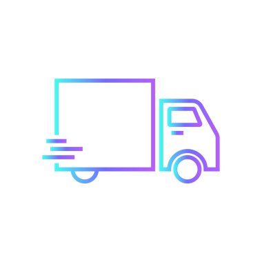 On delivery service icon with blue gradient outline style. Related to order tracking, delivery home, warehouse, truck, scooter, courier and cargo icons. Shipping symbol. Vector illustration