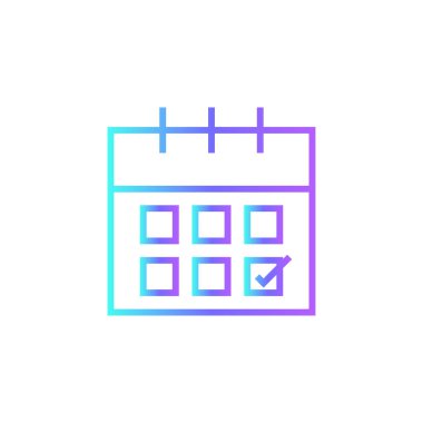 Estimated time delivery service icon with blue gradient outline style. Related to order tracking, delivery home, warehouse, truck, courier and cargo icons. Shipping symbol. Vector illustration