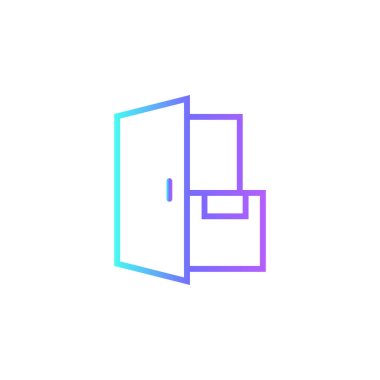 Home Delivery Delivery service icon with blue gradient outline style. Related to order tracking, delivery home, warehouse, truck, scooter, courier and cargo icons. Shipping symbol. Vector illustration