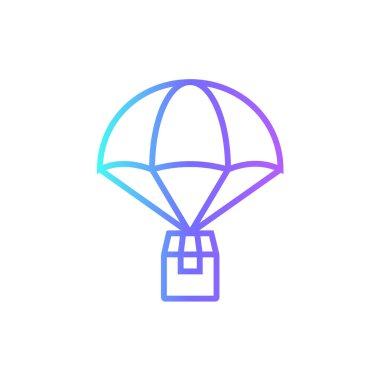 Delivery parachute delivery service icon with blue gradient outline style. Related to order tracking, delivery home, warehouse, truck, courier and cargo icons. Shipping symbol. Vector illustration