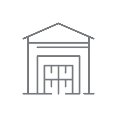 Warehouse Delivery service icon with black outline style. Related to order tracking, delivery home, warehouse, truck, scooter, courier and cargo icons. Shipping symbol. Vector illustration