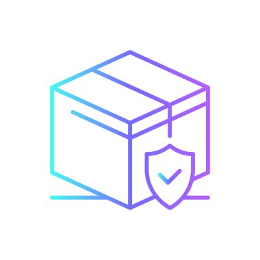 Protection Delivery service icon with blue gradient outline style. Related to order tracking, delivery home, warehouse, truck, scooter, courier and cargo icons. Shipping symbol. Vector illustration