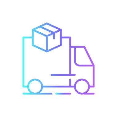 Truck Delivery service icon with blue gradient outline style. Related to order tracking, delivery home, warehouse, truck, scooter, courier and cargo icons. Shipping symbol. Vector illustration
