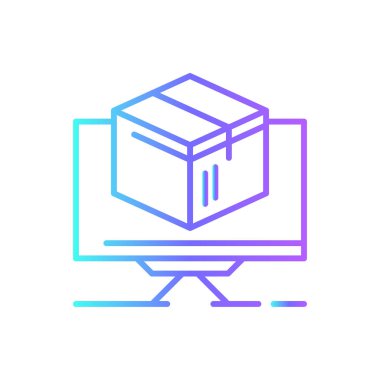 Order Online Delivery service icon with blue gradient outline style. Related to order tracking, delivery home, warehouse, truck, scooter, courier and cargo icons. Shipping symbol. Vector illustration