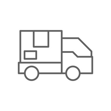 Shipping delivery service icon with black outline style. Shipping sign symbol. Related to order tracking, delivery home, warehouse, truck, scooter, courier and cargo icons. Vector illustration