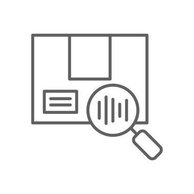 Barcode tracking delivery service icon with black outline style. Shipping sign symbol. Related to order tracking, delivery home, warehouse, truck, scooter, courier and cargo icons. Vector illustration