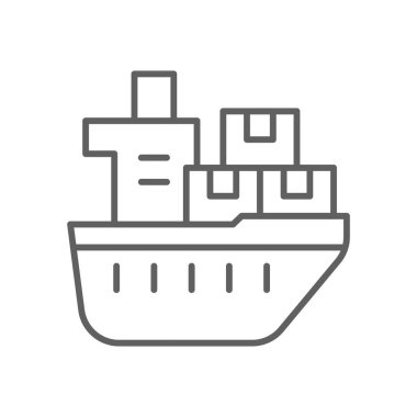 Ship delivery service icon with black outline style. Shipping sign symbol. Related to order tracking, delivery home, warehouse, truck, scooter, courier and cargo icons. Vector illustration