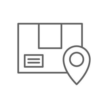 Location delivery service icon with black outline style. Shipping sign symbol. Related to order tracking, delivery home, warehouse, truck, scooter, courier and cargo icons. Vector illustration