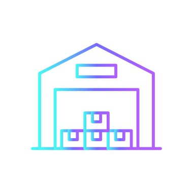 Warehouse delivery service icon with blue gradient outline style. Shipping sign symbol. Related to order tracking, delivery home, warehouse, truck, courier and cargo icons. Vector illustration