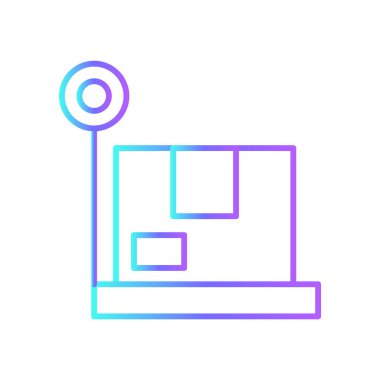 Box weight delivery service icon with blue gradient outline style. Shipping sign symbol. Related to order tracking, delivery home, warehouse, truck, courier and cargo icons. Vector illustration