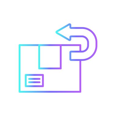 Return delivery service icon with blue gradient outline style. Shipping sign symbol. Related to order tracking, delivery home, warehouse, truck, scooter, courier and cargo icons. Vector illustration