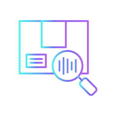 Barcode tracking delivery service icon with blue gradient outline style. Shipping sign symbol. Related to order tracking, delivery home, warehouse, truck, courier and cargo icons. Vector illustration